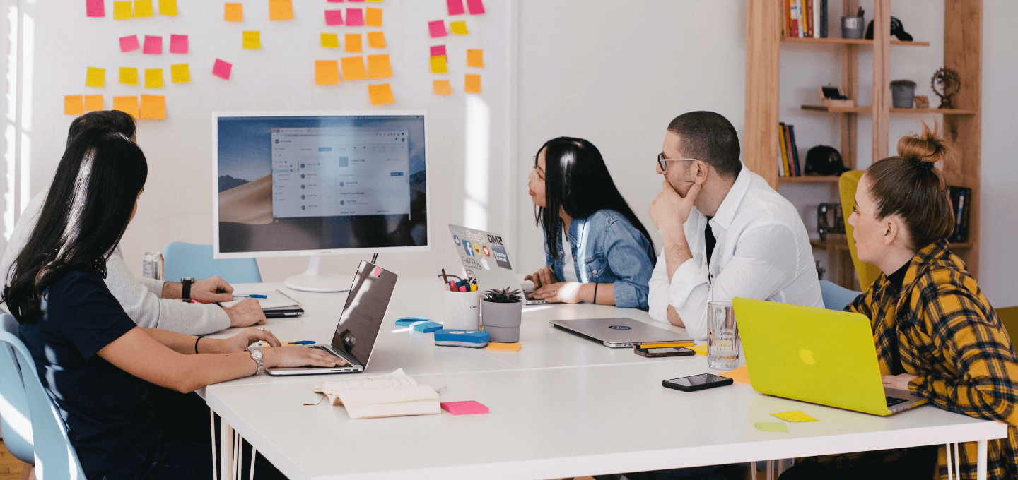 Team collaborating in a meeting room